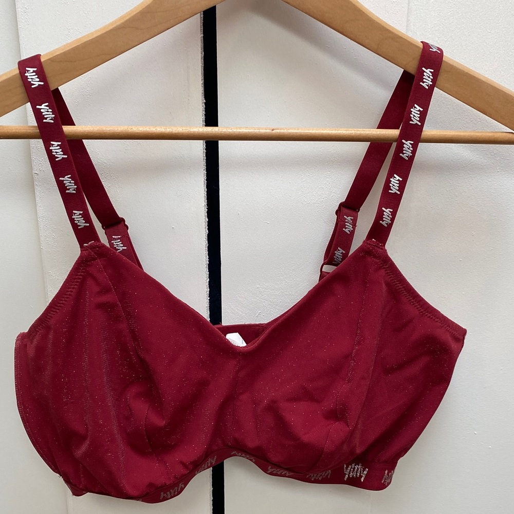 YITTY Red Sparkly Bra with Logo Straps
